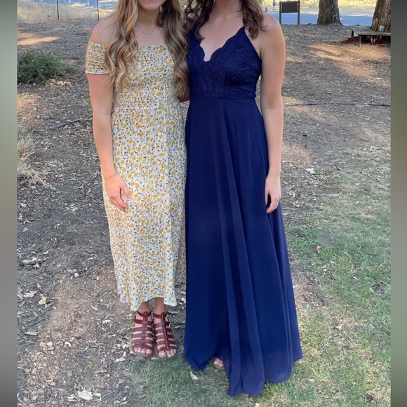 Lulu’s Madalyn Navy Blue Lace Maxi Dress (Size S) - Picture 5 of 6
